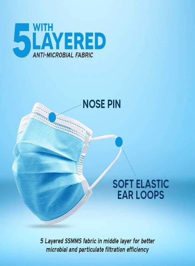 Leeford 3 Ply Disposable Face Mask | Surgical & Medical Grade | High Filtration >95% BFE | Easy Breathing & Hypoallergenic | Nose Pin & Soft Ear Loops for Unisex | 50 Count Pack - Image 3